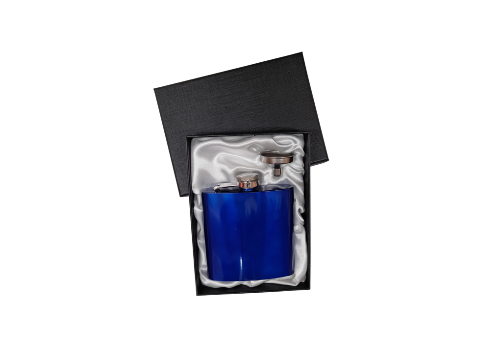 Stainless Steel Hip Flask (6oz) Personalised Gift Set